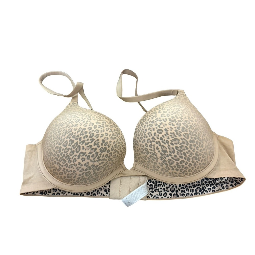 Wonderbra Logo Cheetah Leopard On Inside Beige Print on Exterior Size 38B